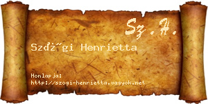 Szögi Henrietta névjegykártya