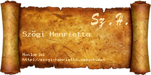 Szögi Henrietta névjegykártya